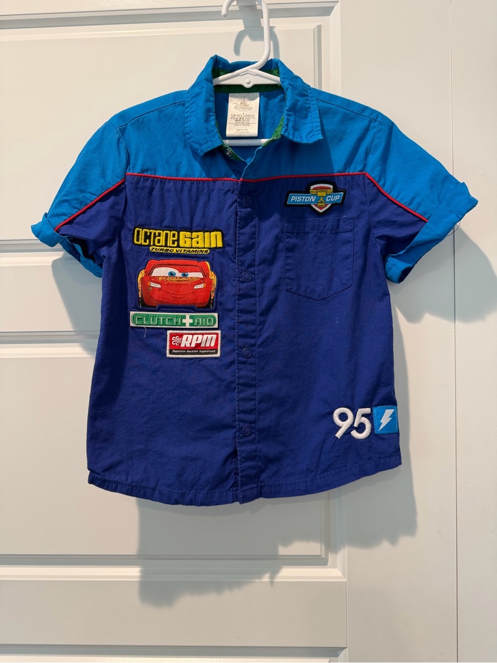 Disney Store Cars Lightning McQueen Raceway Button Up T-shirt Boys Size 4T